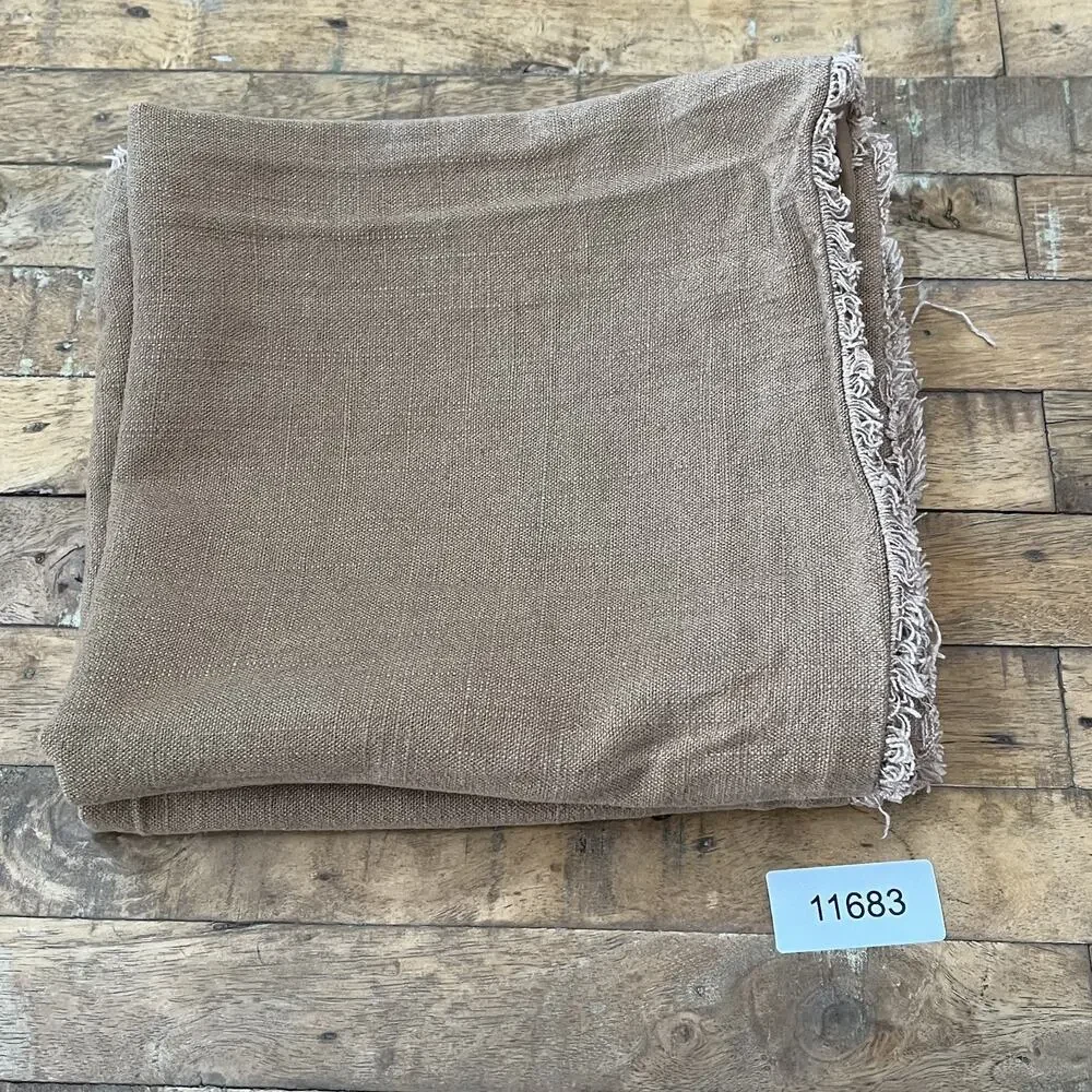 Casaluna King Pillow Shams (2) Linen Blend Brown w/ Frayed Edges Zipper Closure